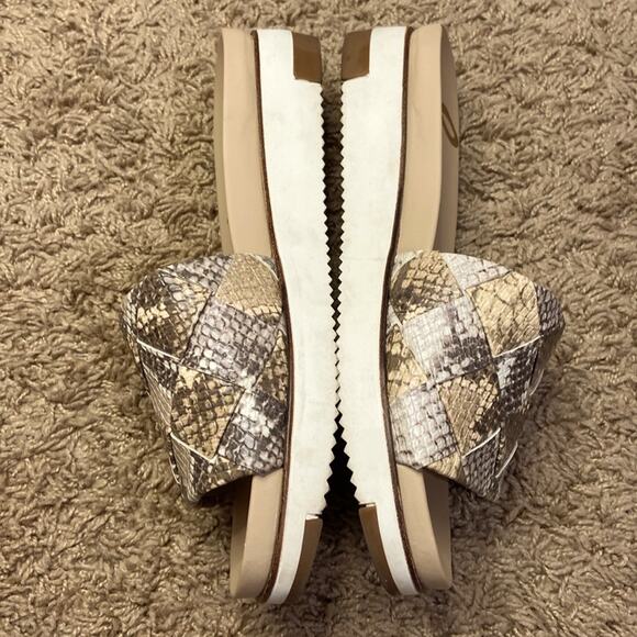 Sam Edelman Women Wheat & Truffle Adaley Woven Python Print Slip-op Sandals 6.5 - Picture 5 of 11